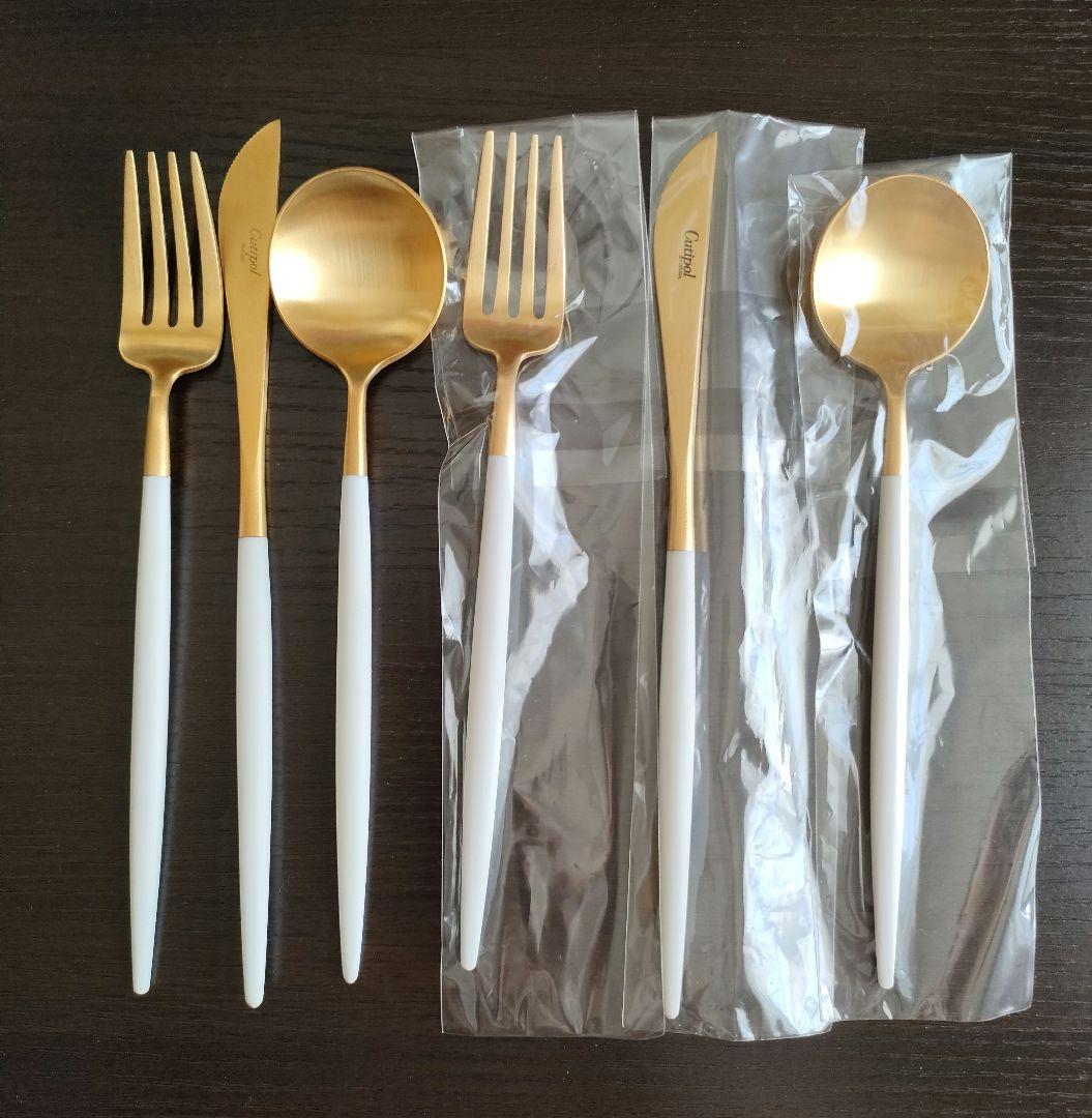 クチポール　ゴア　ホワイト　マットゴールド　デザートセット2組