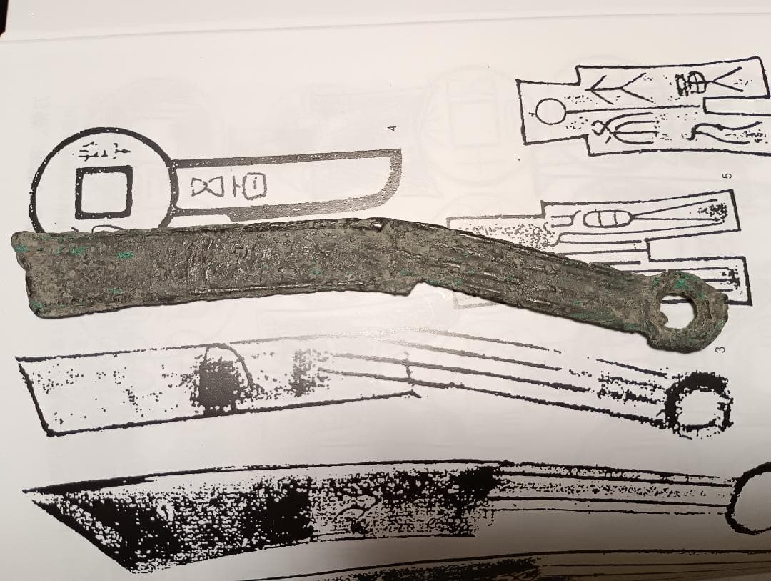 明刀銭（めいとうせん）中国 古銭 戦国時代　燕国　紀元前５～２世紀　約14cm