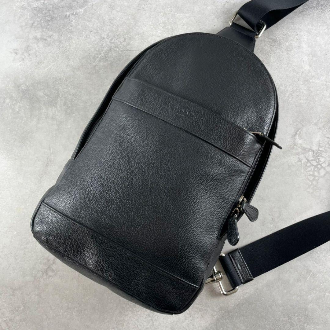 美品 COACH コーチ レザー ボディバッグ ショルダーバッグ 黒 ブラック
