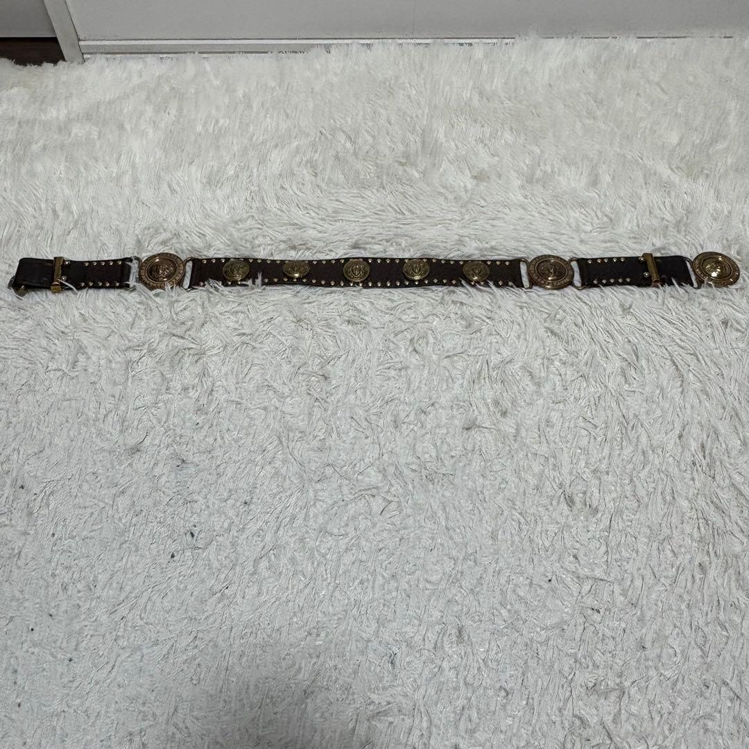 超希少✨ヴェルサーチ ベルト メデューサ ハラコ スタッズ ブラウン