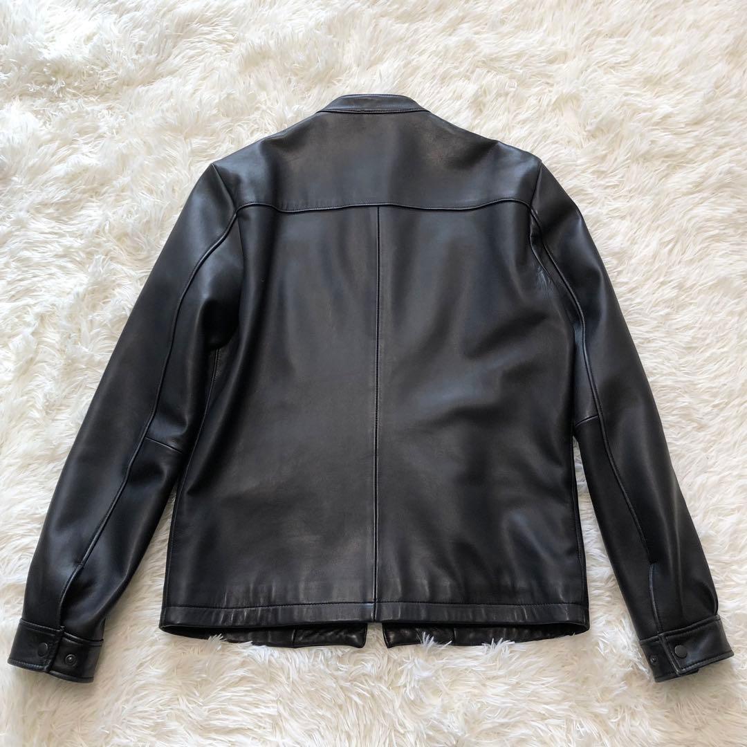 エディフィス ラムレザー シングル ライダースジャケット 黒 羊革