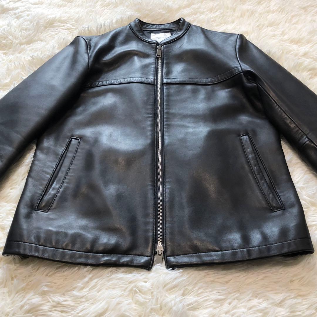 エディフィス ラムレザー シングル ライダースジャケット 黒 羊革