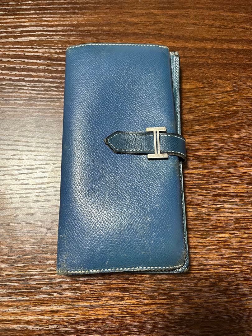 HERMES べアン スフレ 長財布 □G刻印 ブルージーン 2003年製
