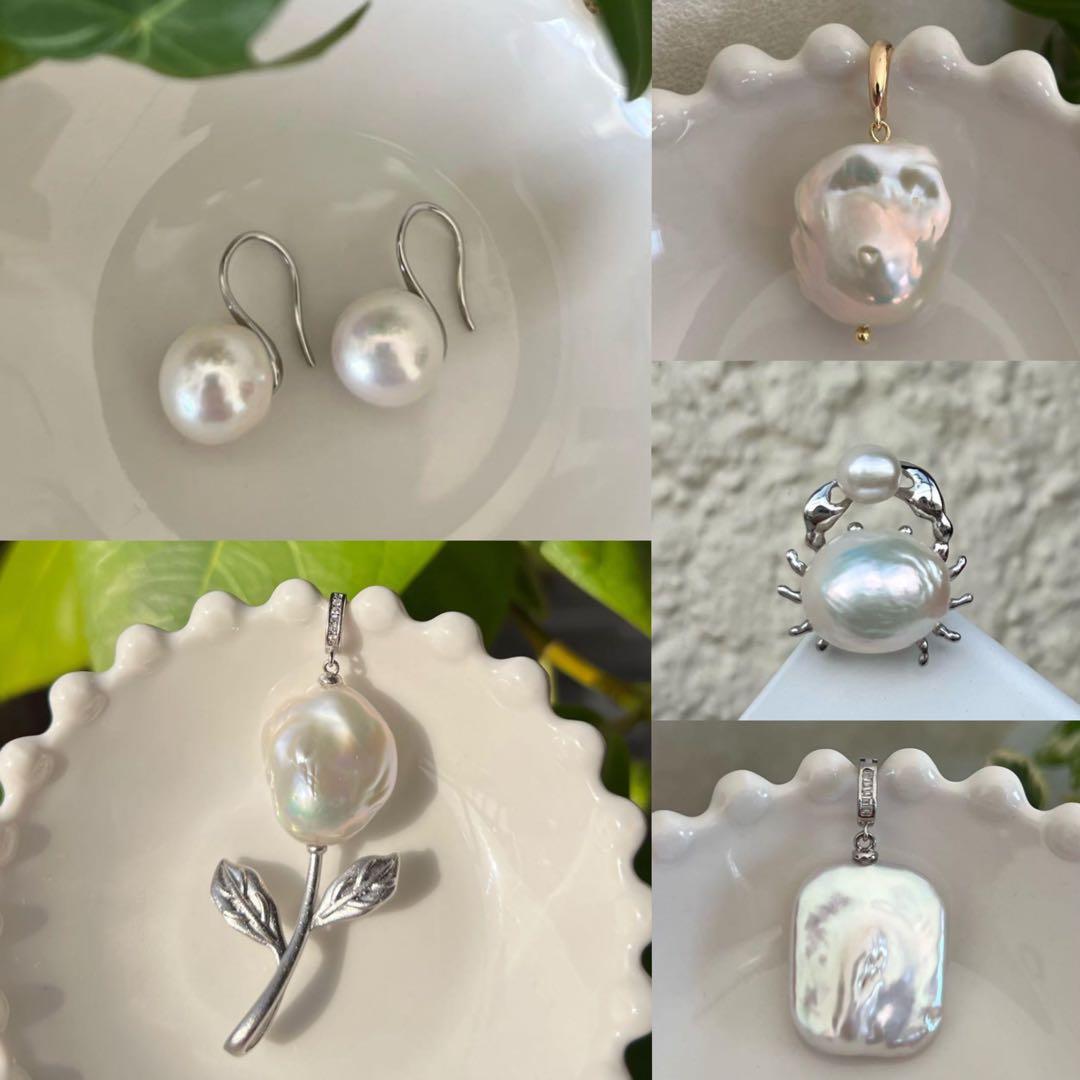 葉子様リクエスト5点まとめ商品　パールピアス　バロックパールペンダントトップ