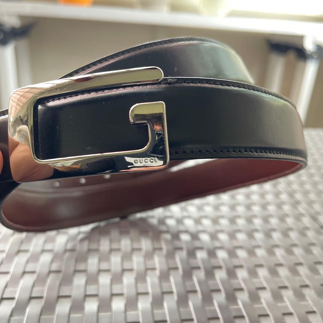 美品GUCCI 【ブラックレザー】【フォーマル（ドレス）ベルト】