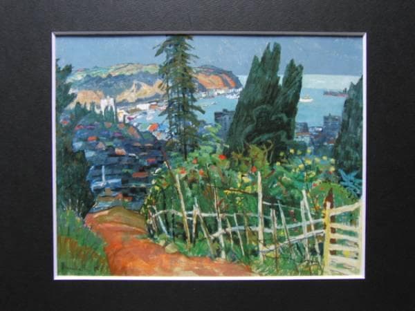 中村善策、【小樽港】、希少な大判額装用画集より、美品、日本人画家