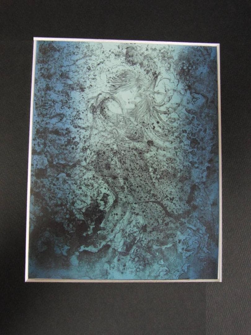 天野喜孝、【水夢】、希少な額装用画集より、状態良好、新品額装付