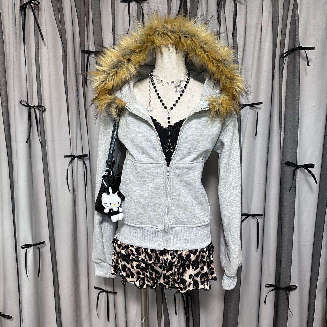 00s 平成ギャル y2k ファー付き パーカー フェアリーグランジ - メルカリ