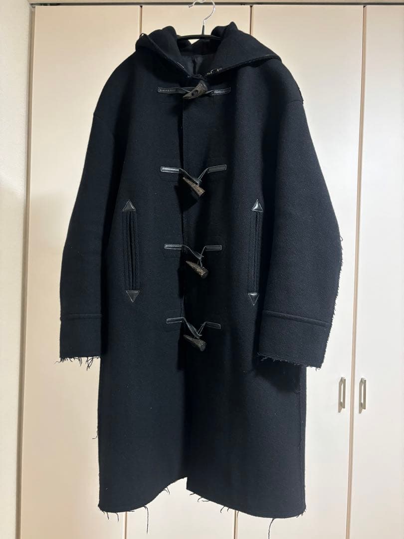 も*=様 y's ブラックダッフルコート ダメージ加工