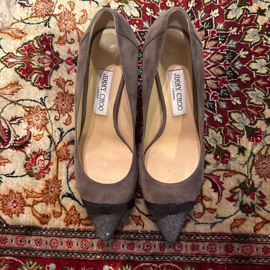 JIMMY CHOO グレー ポインテッドトゥパンプス