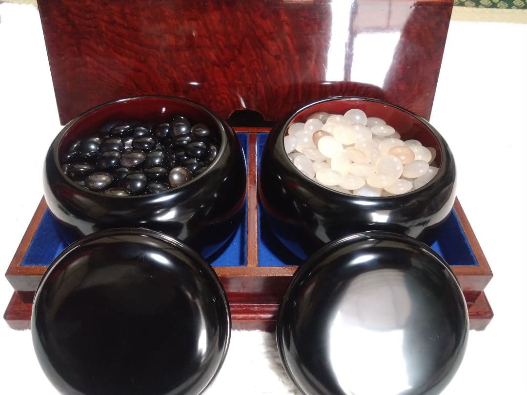 【希少極上】高級瑪瑙　碁石　未使用品/特注漆塗り碁笥/欅碁笥ケース付
