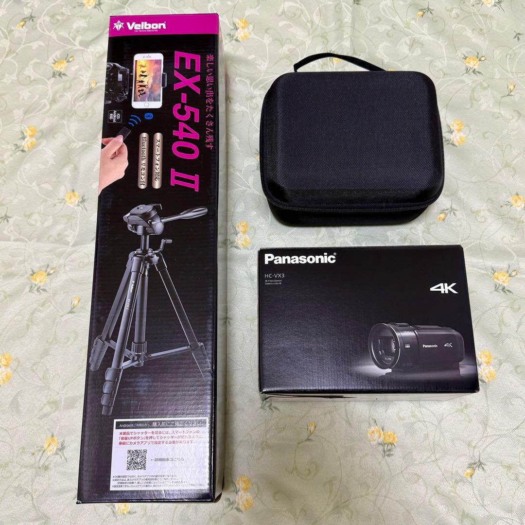 ほぼ新品 Panasonic HC-VX3（ホワイト）高品質アクセサリー一式 レンタル] パナソニック デジタル4Kビデオカメラ HC-VX3（ホワイト