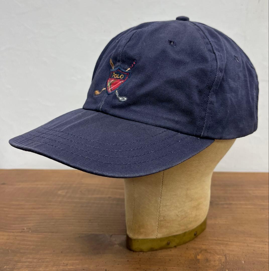 90'S RALPH LAUREN ベースボールキャップ ネイビー USA製 ラルフ ローレン（RALPH LAUREN）（メンズ）帽子 USA AUTHENTIC ベース