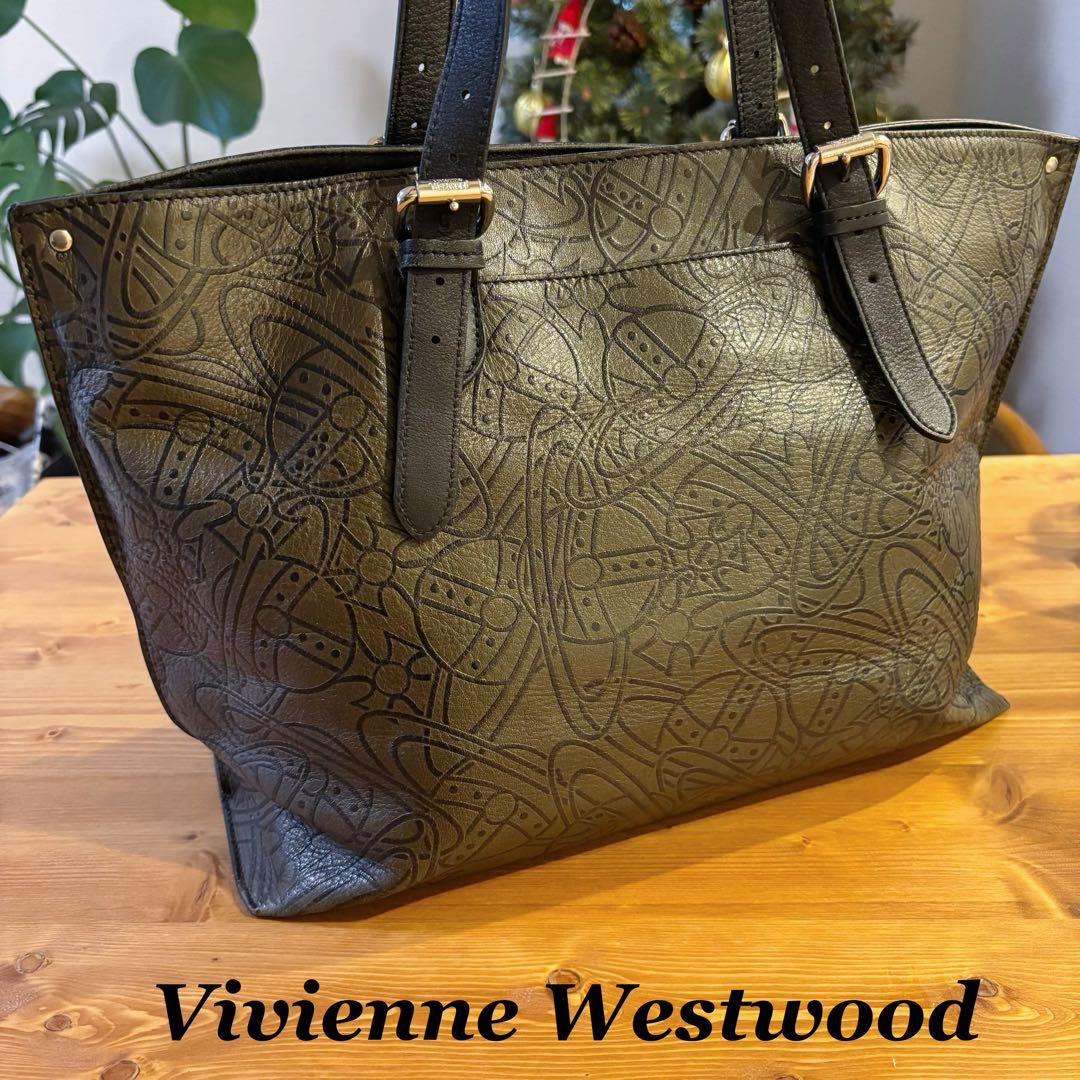 ヴィヴィアンウエストウッド トートバッグ オーブ A4 肩掛け ブラウン　本革