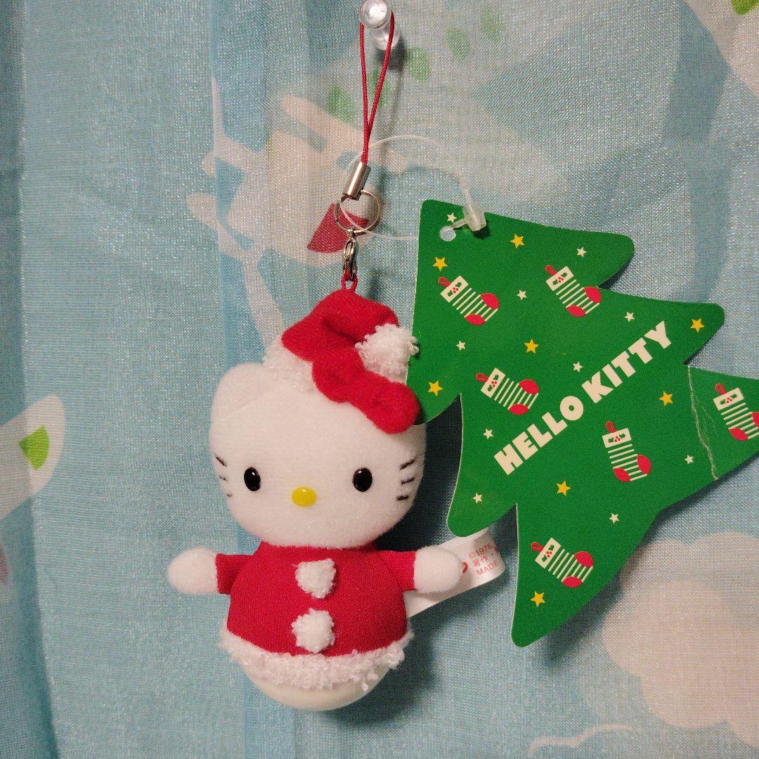 キティ　クリスマス　サンタ　ストラップ　起き上がり小法師　マスコット　オキアガリ