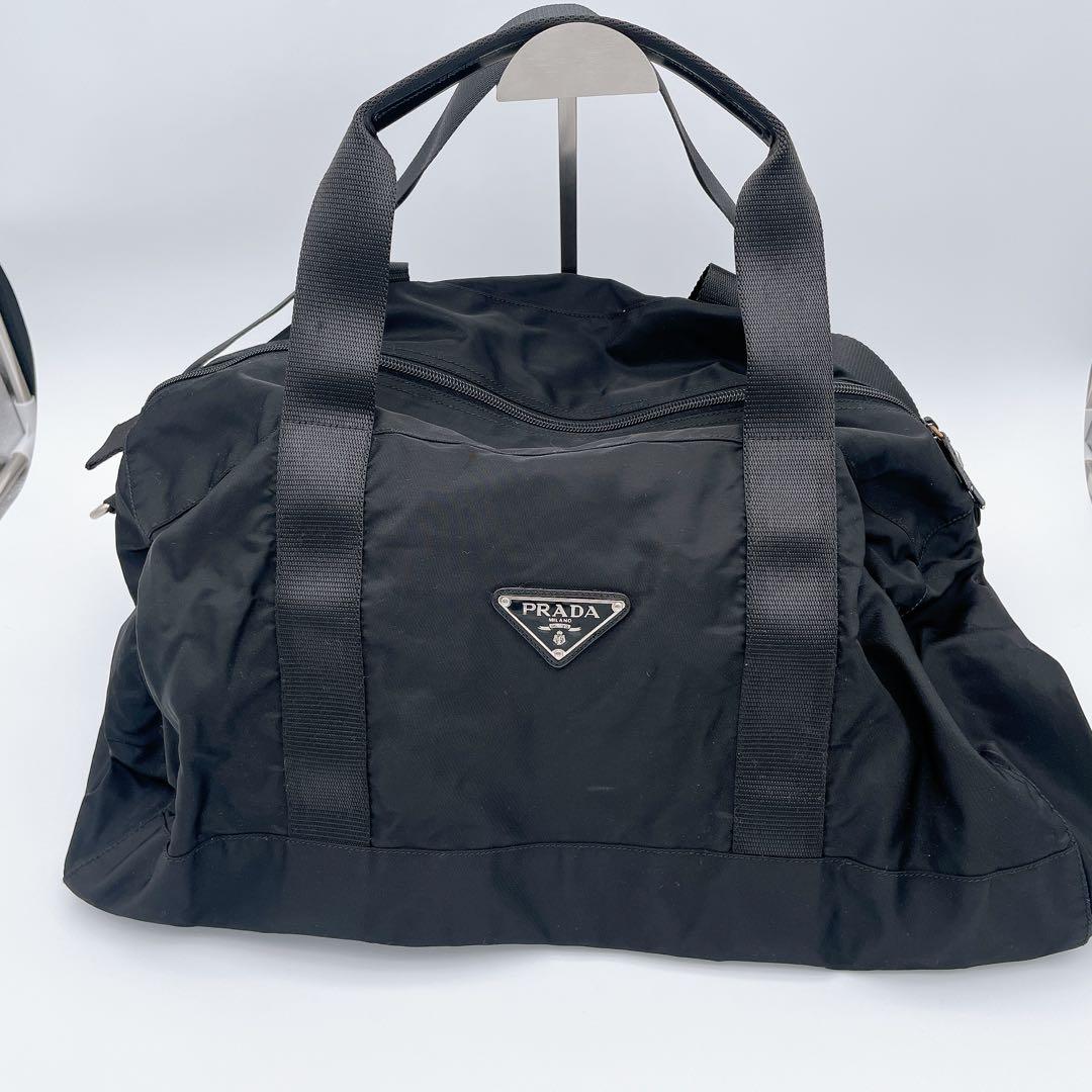 PRADA ボストンバッグ 2way 三角ロゴ ナイロン ブラック - メルカリ