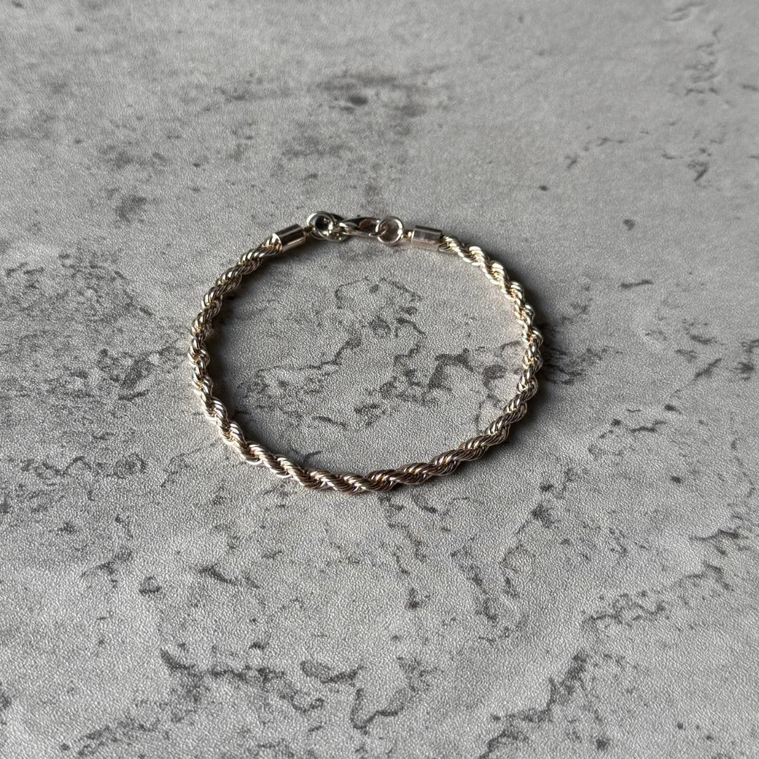 イタリア製 ユーロヴィンテージ ツイストチェーン ブレスレット シルバー925