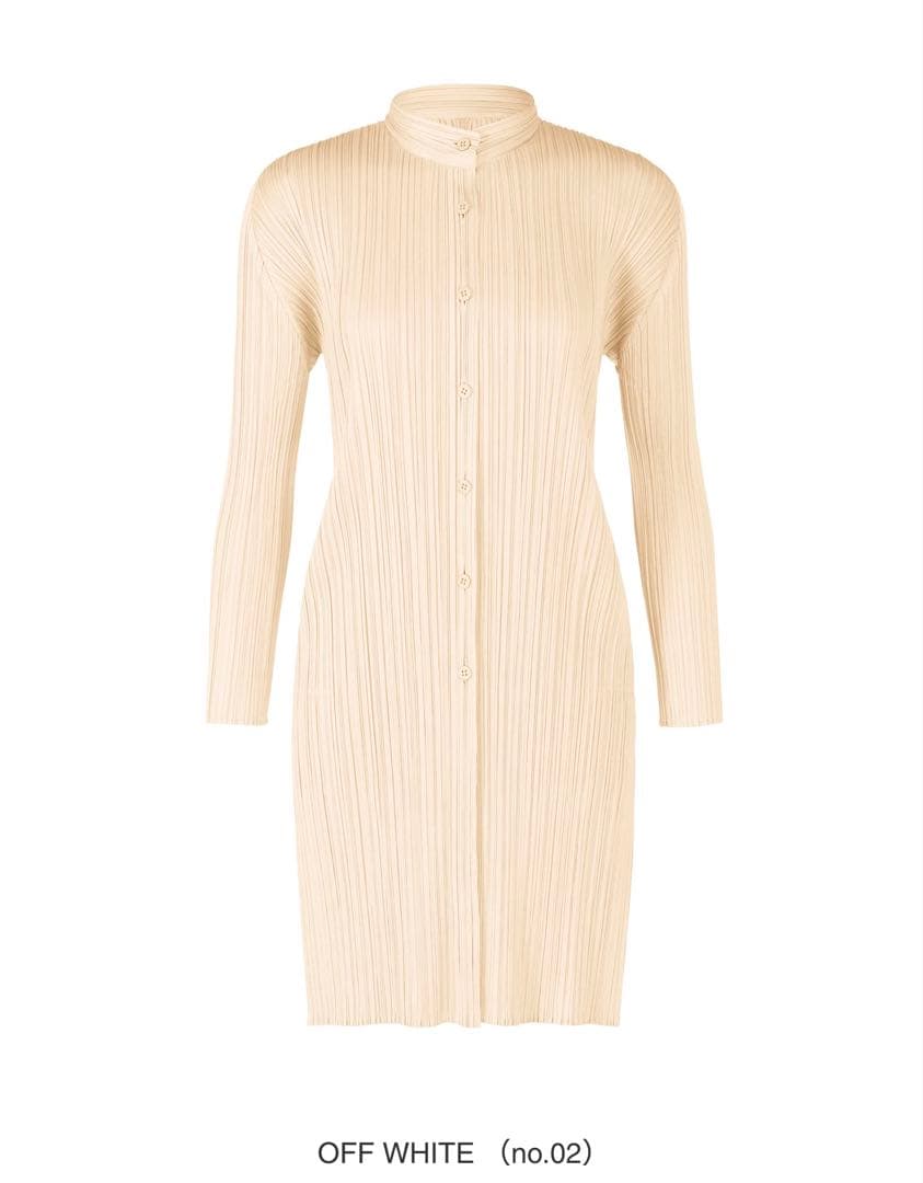 未使用　PLEATS PLEASE　長袖チュニック丈シャツ　オフホワイト