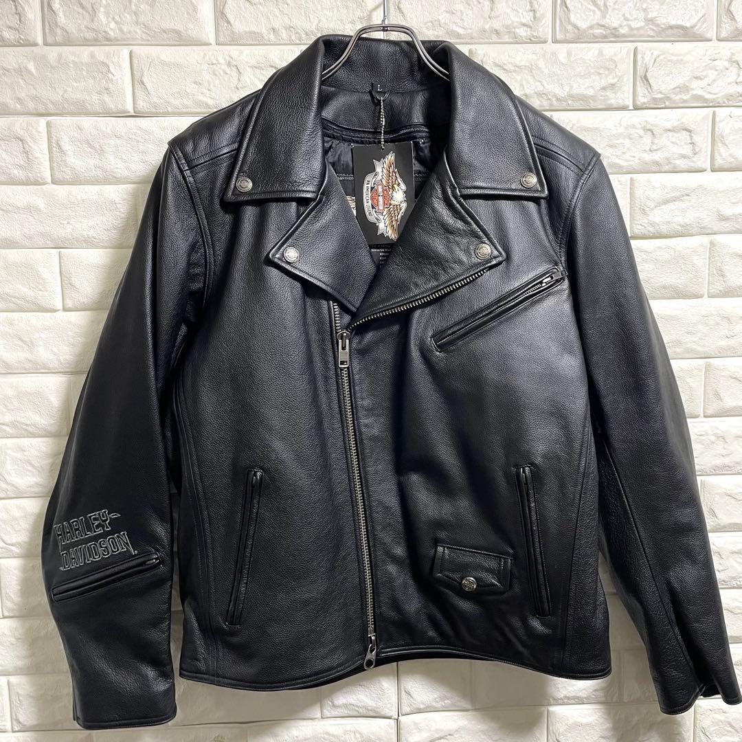 新品 ハーレーダビッドソン スカル ドクロ刺繍 レザージャケット