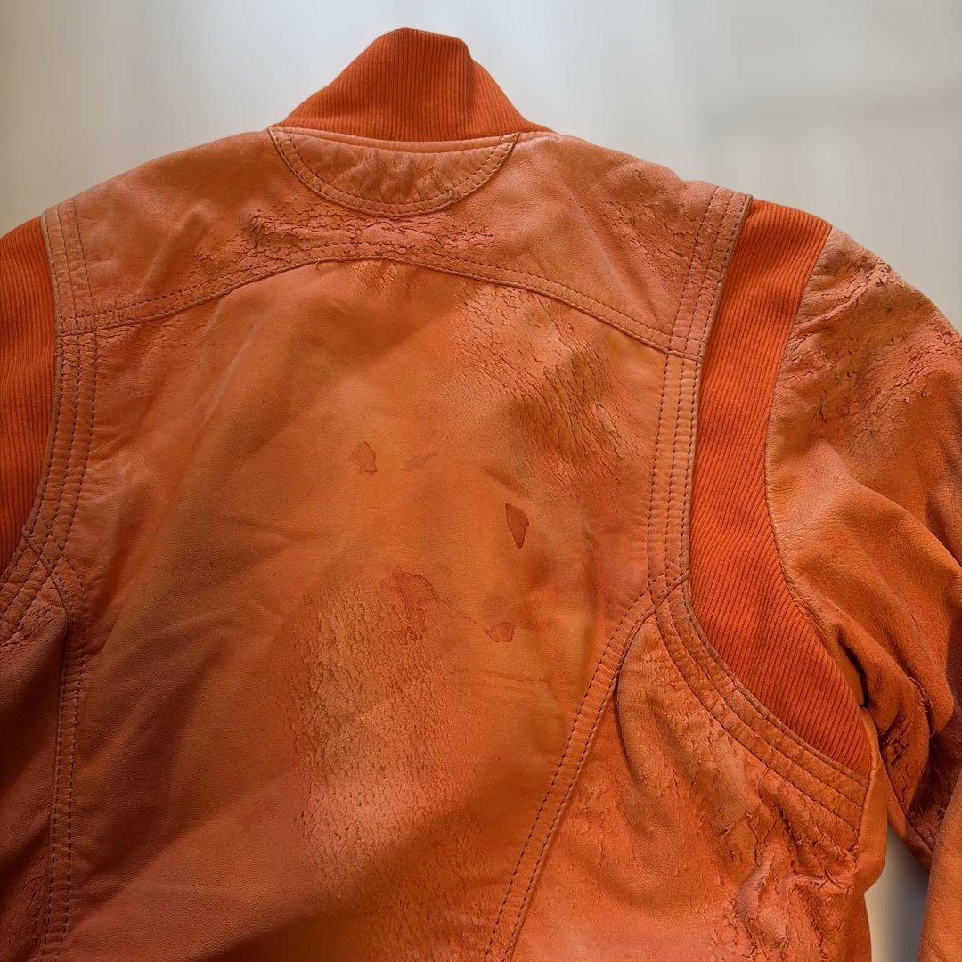 14th addiction レザージャケット グランジ加工 ダブルジップ - メルカリ