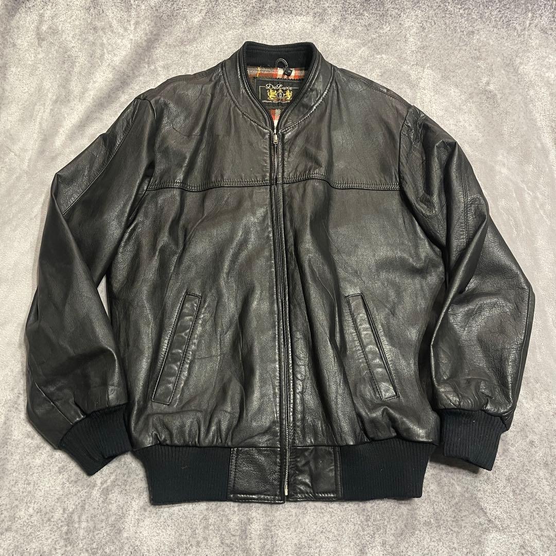 古着　６０−７０s 本革　ライダース　レザージャケット　ブラック　LL 黒