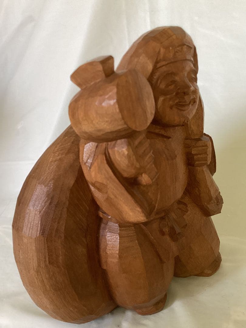 讃岐一刀彫 彫刻家 近藤宏・作 大黒天 縁起物 商売繁盛 木箱付 木製