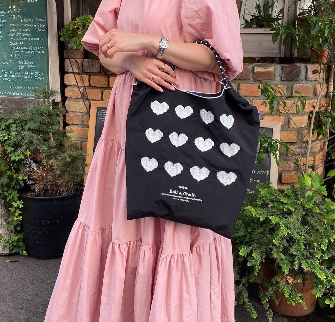 ボールアンドチェーン 黒 ハート Mサイズ 神戸限定 エコバック BLACK