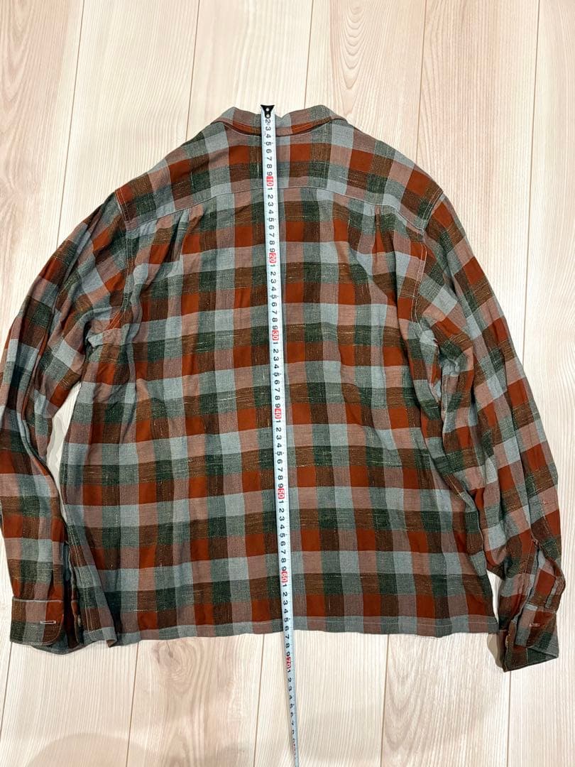 50s 60s コットン (レーヨン混？) チェック ビンテージ 開襟シャツ