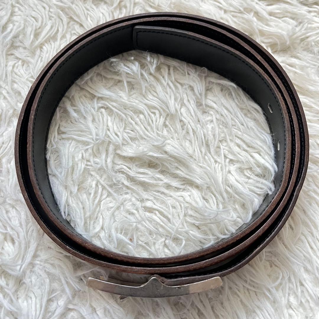 HERMES 【カンタン】ブラック/ブラウン リバーシブルレザーベルト