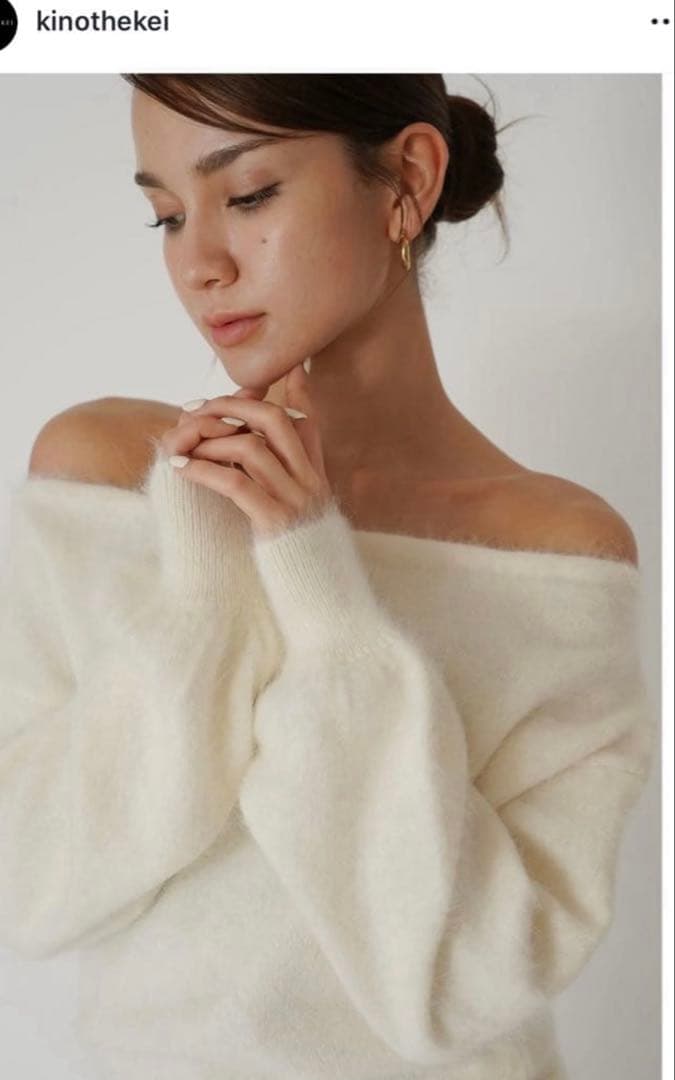 トップス kinothekei Angora fur off shoulder knit 三上悠亜 ファーオフショルダーニットトップス[an1271] | レディース