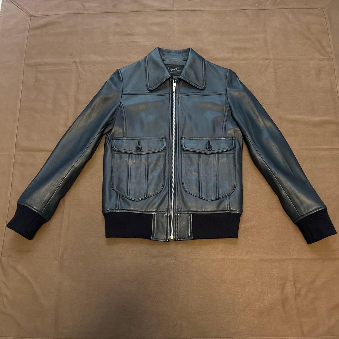 ヒステリックグラマー　ネイビー　シングルライダースジャケット HYSTERIC GLAMOUR - ヒステリックグラマー ホースレザー シングル