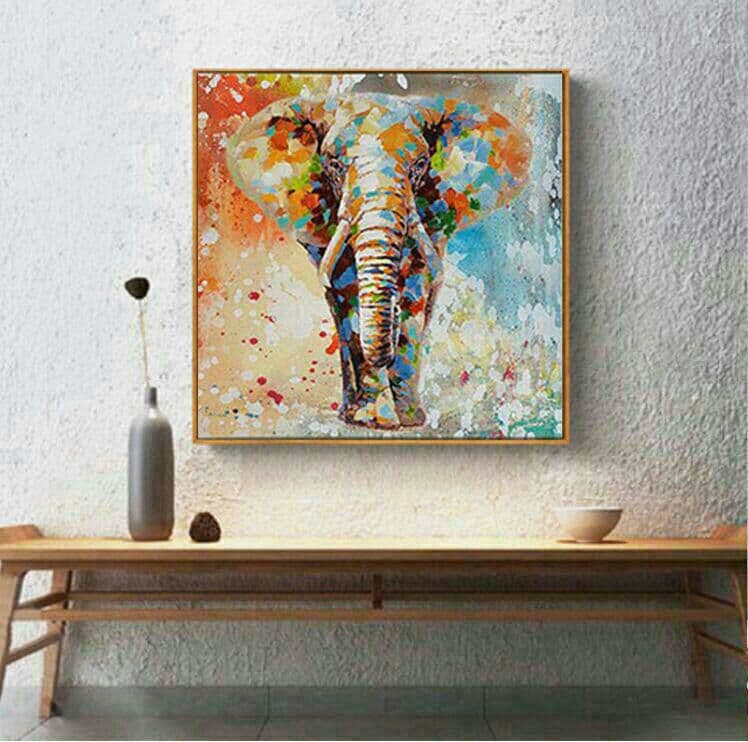 油絵手描き金箔縁起の良い象S47