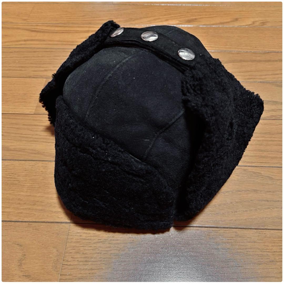 本日最終超特価】 CYBERDYNE ラムスキンムートンアビエーターキャップ