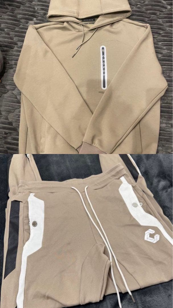 クロノス セットアップ ベージュ S パーカー パンツ