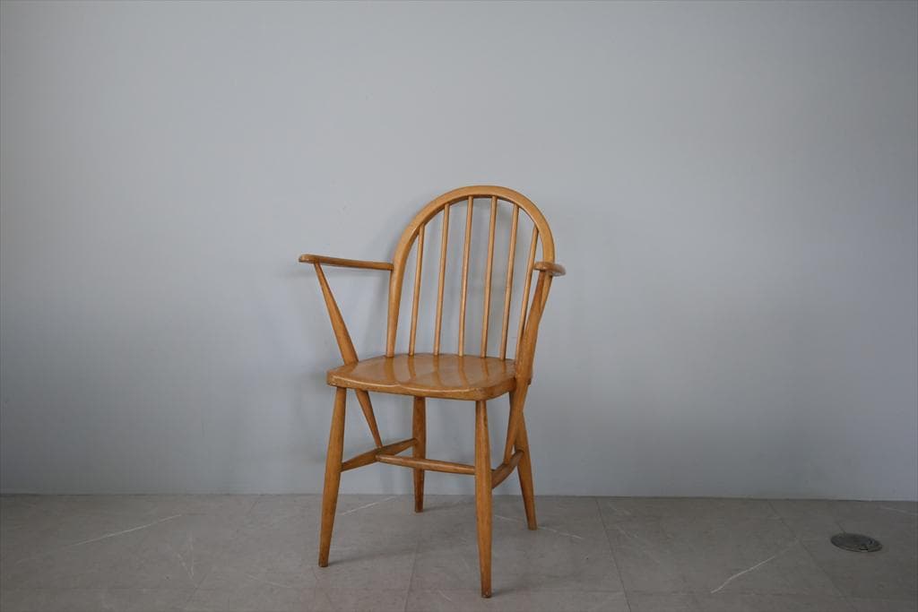 英国アンティークCC41製ERCOLアーコールアームチェア木製イス(91-257