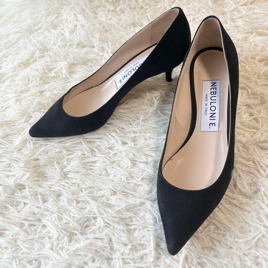 NEBULONI E. ネブローニ　スエードポインテッドトゥヒールパンプス　37