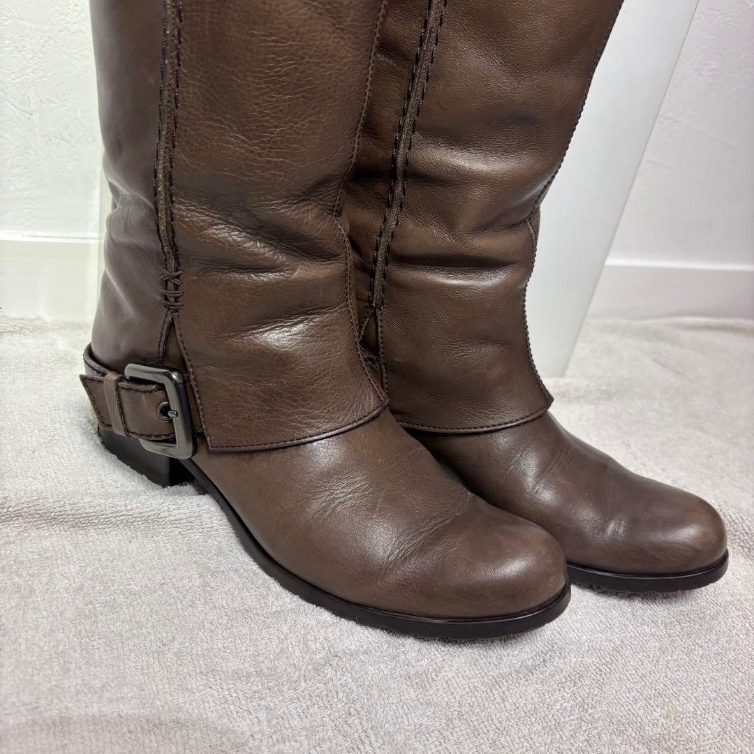 銀座かねまつ ロングブーツ ブラウン／ヒール約4cm 長さ約42cm 24cm