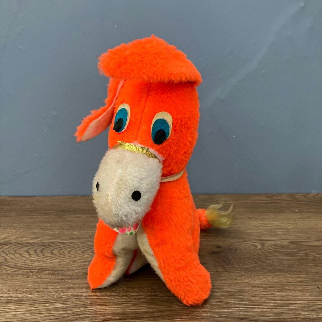 昭和レトロ ぬいぐるみ 馬 ポニー オレンジ ヴィンテージ 当時物 置物 馬 ぬいぐるみ ポニー ホース 人形 動物 アニマル 置物 インテリア