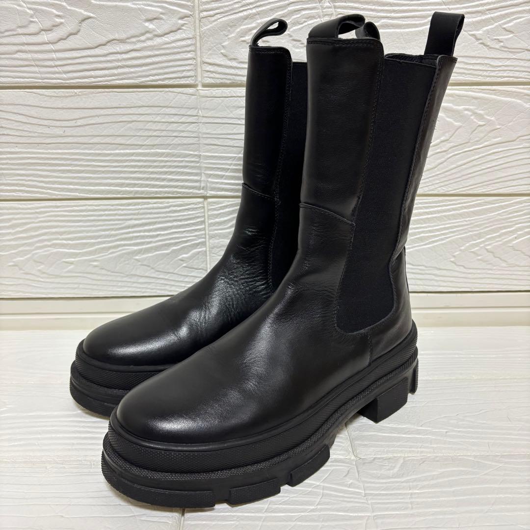 【極美品】REMME サイドゴアブーツ 厚底 ブラック レザー 38 REMME（レメ） ブーツ REMME SIDE GOA LEATHER BOOTS サイドゴア