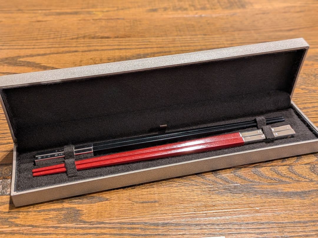 Christofle クリストフル 箸 ペアセット 赤黒