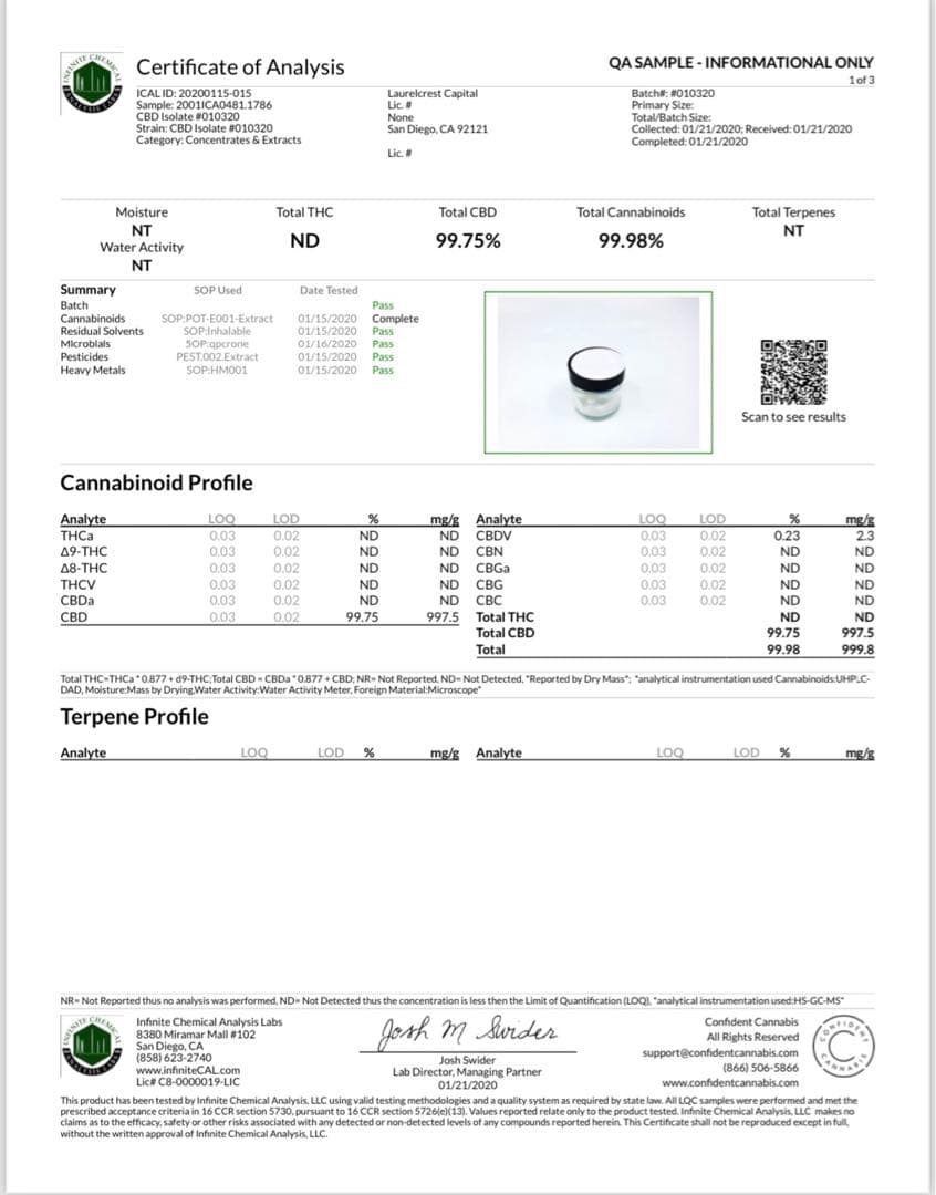 CBD 99% アイソレート原料 100g