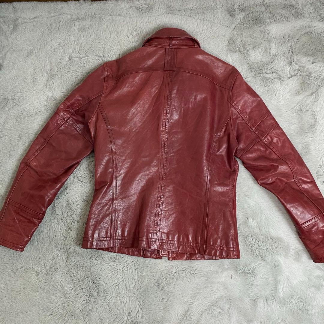 A.S.M レザージャケット 48 水牛革 赤 シングルライダース Y2K - メルカリ