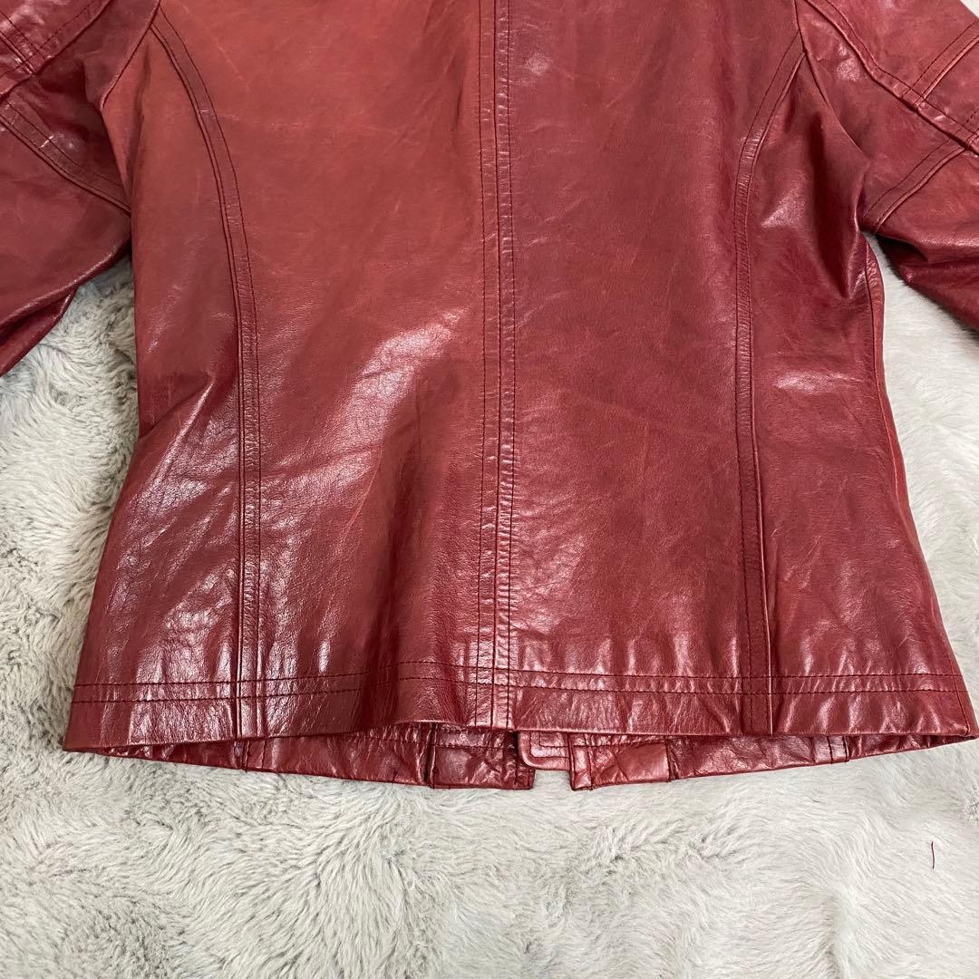 A.S.M レザージャケット 48 水牛革 赤 シングルライダース Y2K - メルカリ