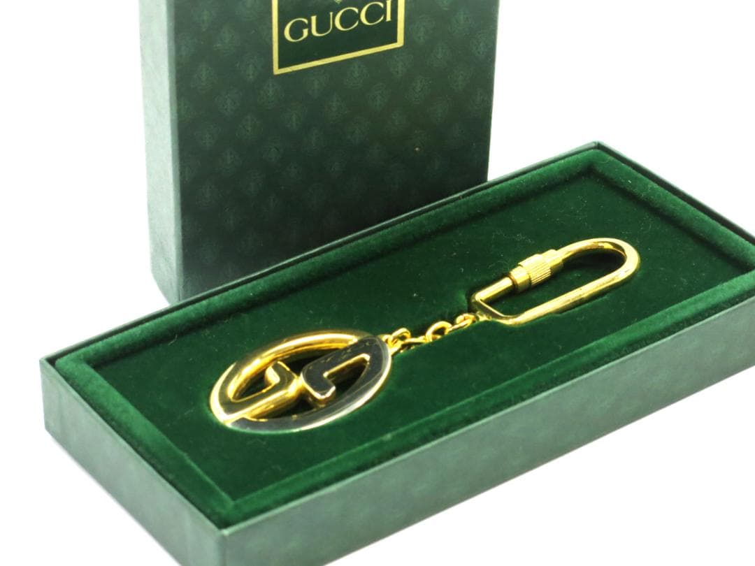 グッチ　キーホルダー　シルバー＆ゴールド色　イタリア製　18709005 未使用 オールドグッチ ☆ ヴィンテージ GG キーホルダー イタリア製