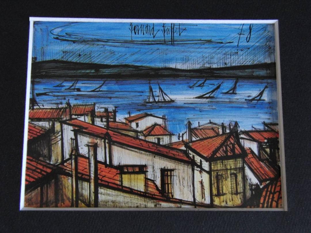 ベルナール・ビュッフェ、希少な額装用画集より,新品額装,額装付,状態良好