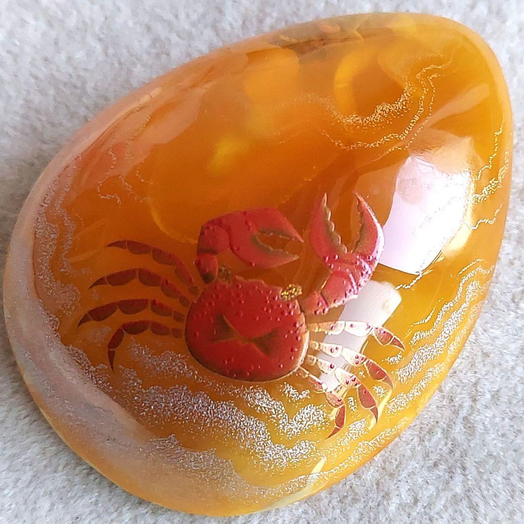 浜辺のカニさん　琥珀　ブローチ e36102af2a32ed9345b0dc070746b8