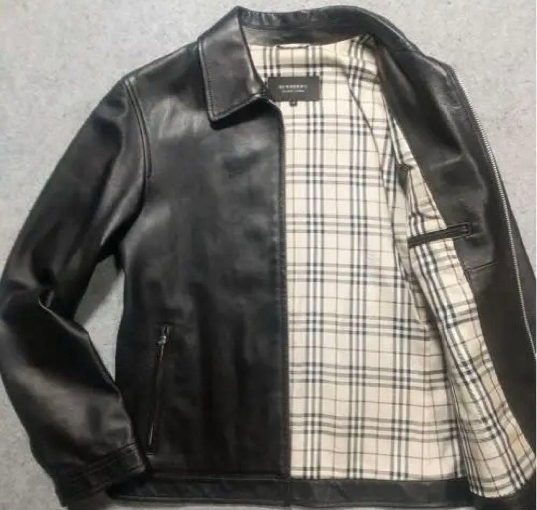 美品✨バーバリーブラックレーベル ラムレザー ライダース M ノバチェック