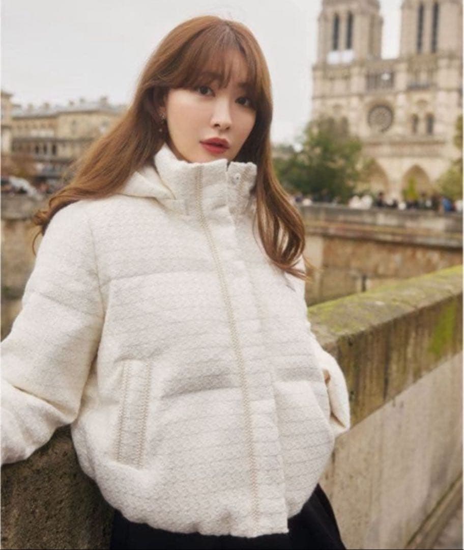 ジャケット・アウター Herlipto Hooded Tweed Down Jacket