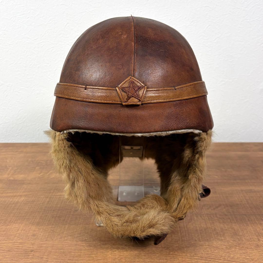 貴重 当時物 実物 旧日本陸軍 戦車帽 防寒型 冬様 革製 日本軍 ヘルメット