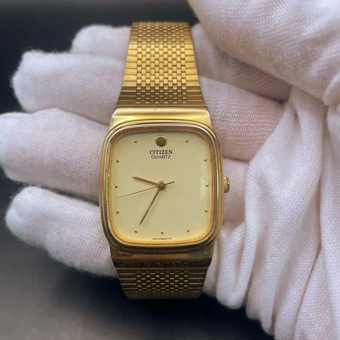 CITIZEN シチズン クォーツ ヴィンテージ 腕時計 スクエア ゴールド